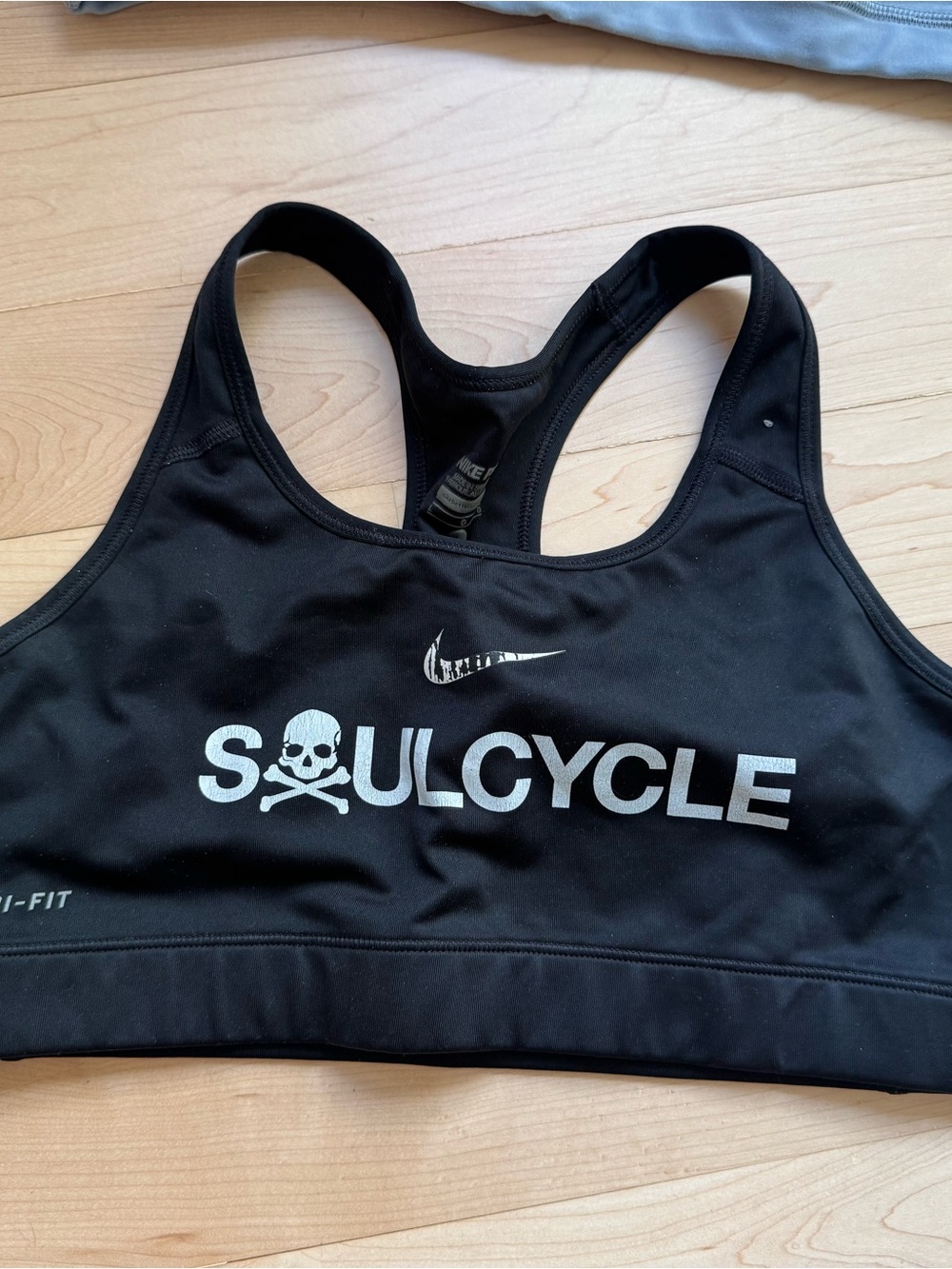 Nike SoulCycle Black Racerback Sports Bra with White Logo